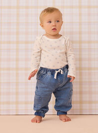 Little Horseshoe Long Sleeve Bodysuit Detail 2 - AS Kids