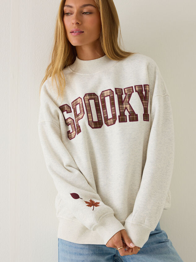 Spooky Applique Mock Neck Sweatshirt Detail 2 - AS Kids