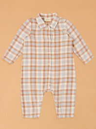 Western Plaid Polo Romper Detail 2 - AS Kids