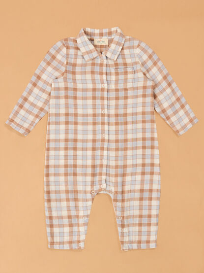 Western Plaid Polo Romper - AS Kids