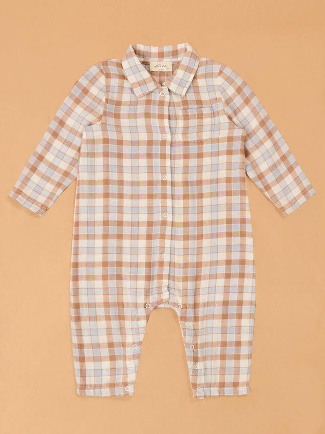 Western Plaid Polo Romper Detail 2 - AS Kids