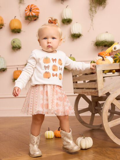 Lucille Pumpkin and Bow Skirt Toddler Set - AS Kids