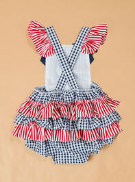 Star-Spangled Gingham Ruffle Sunsuit Detail 3 - AS Kids