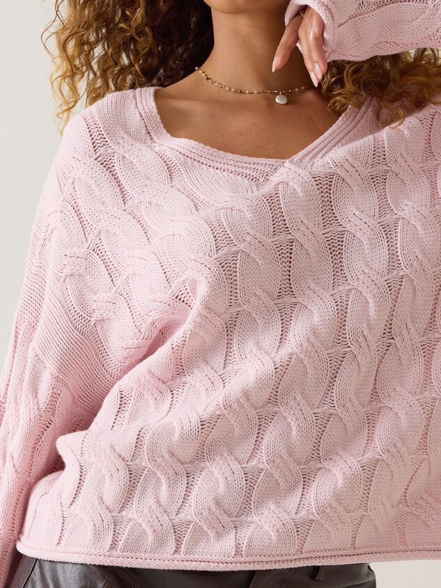 Harper V-Neck Cable Knit Sweater Detail 2 - AS Kids