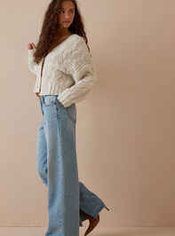 Greer Button Up V-Neck Sweater Detail 4 - AS Kids