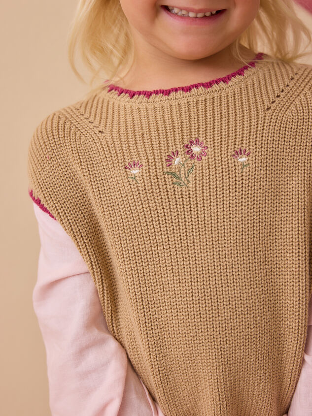 Florence Floral Embroidered Sweater Detail 2 - AS Kids