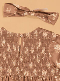 Elise Floral Puff Sleeve Dress Detail 3 - AS Kids
