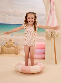 Sea Creature Puff Sleeve One Piece Swimsuit - AS Kids
