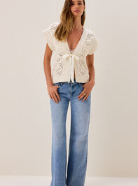 Jemma Chenille Tie Front Sweater Detail 2 - AS Kids