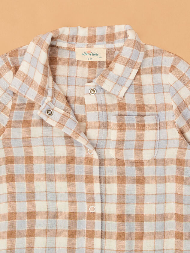 Western Plaid Polo Romper Detail 4 - AS Kids