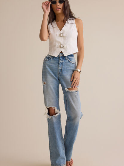 Indie Denim Buckle Front Vest - ALTAR'D STATE KIDS