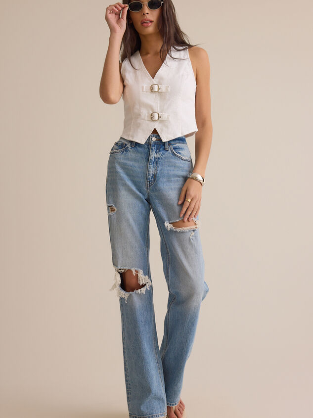 Indie Denim Buckle Front Vest Detail 2 - ALTAR'D STATE KIDS