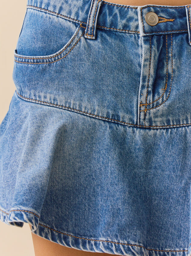 Virella Ruffle Denim Mini Skort Detail 3 - ALTAR'D STATE KIDS