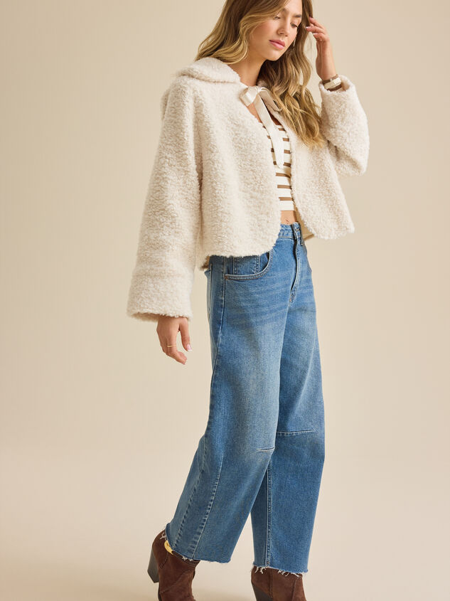 Clara Satin Tie Fur Jacket Detail 5 - ALTAR'D STATE KIDS