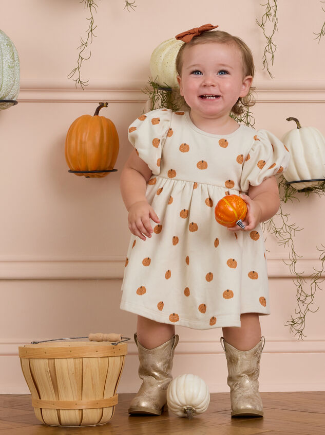 Sweet Squash Puff Sleeve Baby Dress Detail 5 - AS Kids
