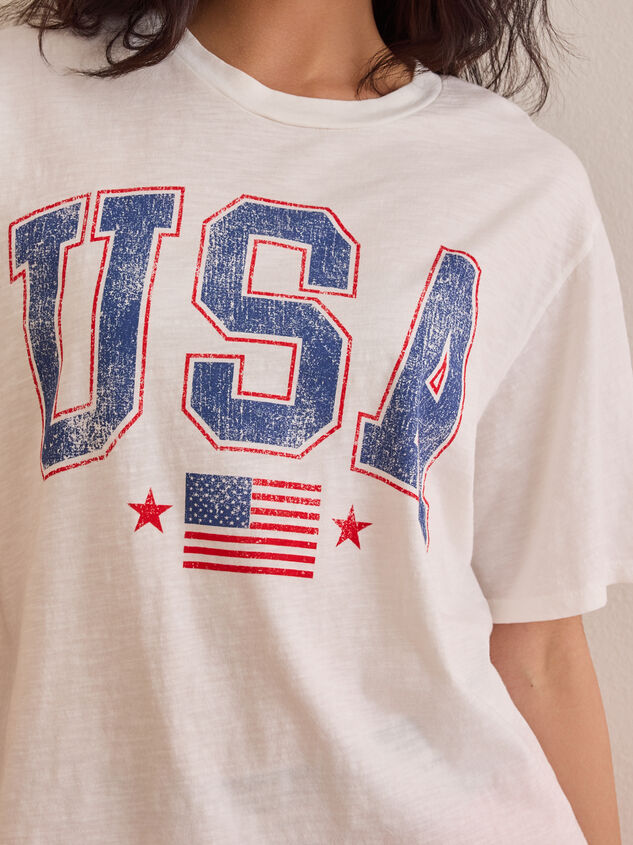USA Flag Oversized Tee Detail 2 - AS Kids