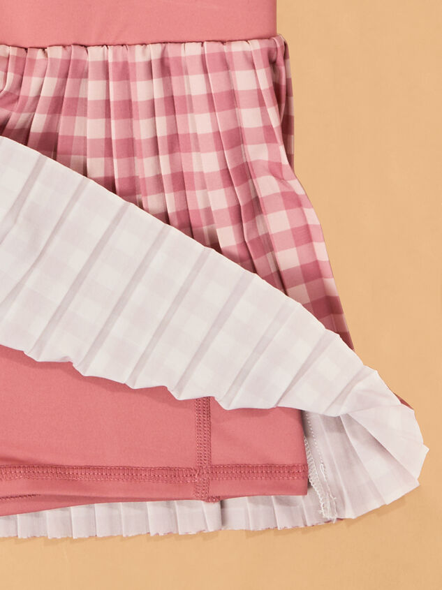 Tatum Gingham Pleated Cheer Skort Detail 4 - AS Kids