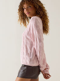 Harper V-Neck Cable Knit Sweater Detail 4 - AS Kids