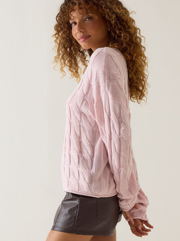 Harper V-Neck Cable Knit Sweater Detail 4 - AS Kids