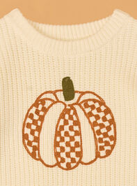 Charles Checkered Pumpkin Knit Sweater Detail 3 - AS Kids