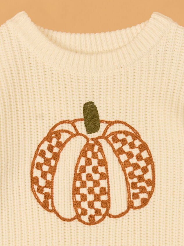 Charles Checkered Pumpkin Knit Sweater Detail 3 - AS Kids