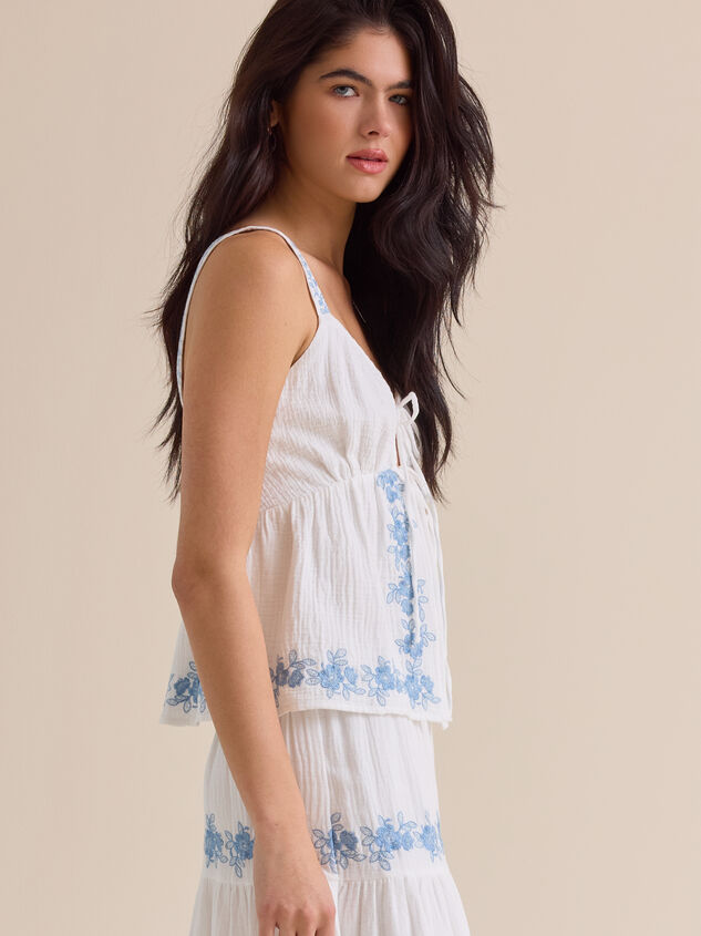 Addy Tie Front Embroidered Tank Detail 4 - ALTAR'D STATE KIDS