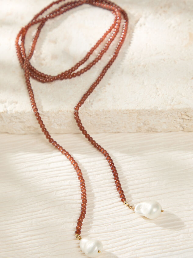 Brown Beaded Wrap Necklace Detail 5 - AS Kids