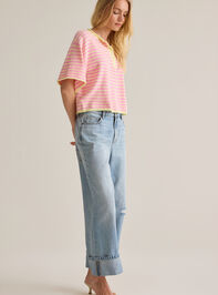 Aspyn Stripe Henley Sweater Detail 3 - AS Kids