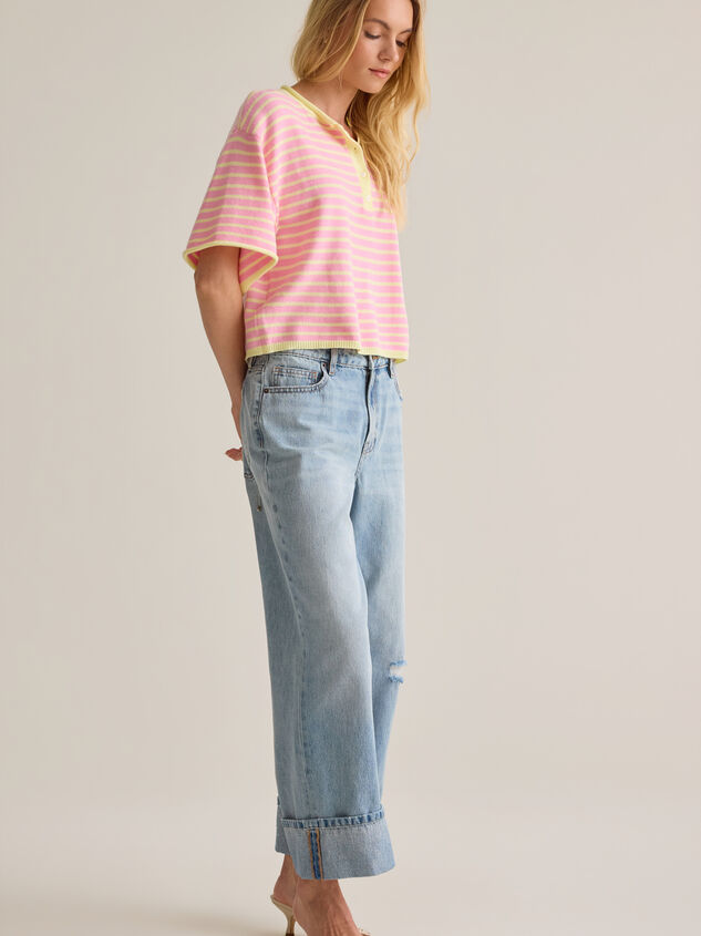 Aspyn Stripe Henley Sweater Detail 3 - AS Kids