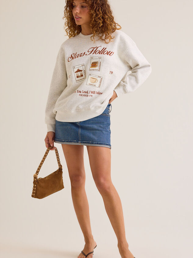 Stars Hollow Postcard Crew Sweatshirt Detail 2 - AS Kids