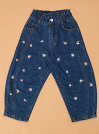 Brooklyn Floral Embroidered Barrel Jean - AS Kids