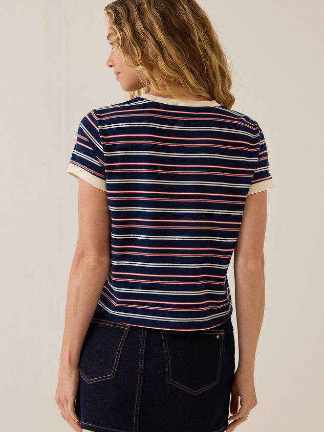 Kristie Stripe Contrast Trim Tee Detail 7 - AS Kids