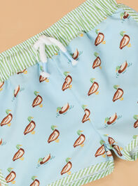 Dexter Duck Swim Trunks by Mudpie Detail 2 - AS Kids