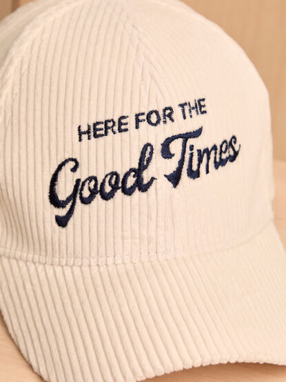 Here for the Good Times Cord Baseball Hat - AS Kids