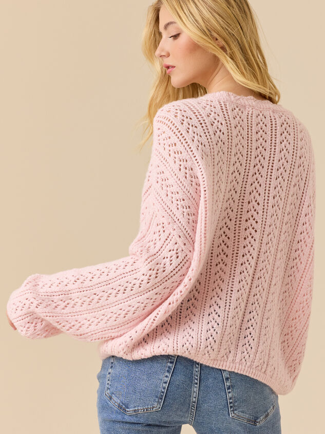 Angelina Pointelle Scalloped Cardigan Detail 3 - ALTAR'D STATE KIDS