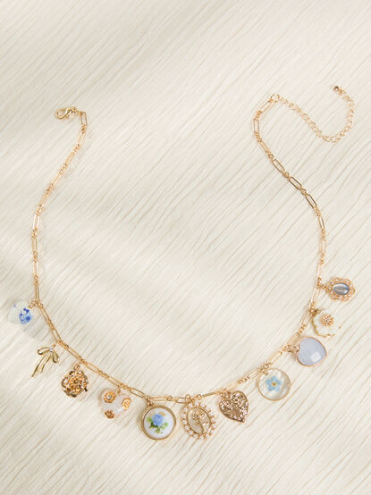 Antique Blue Floral Charm Necklace - ALTAR'D STATE KIDS