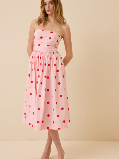 Cecilia Strapless Dot Midi Dress - ALTAR'D STATE KIDS