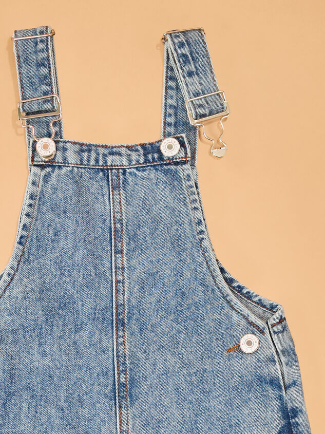 Madelyn Embroidered Daisy Overalls Detail 3 - AS Kids