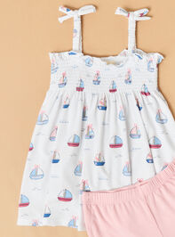 Bubble Sailboat Ruffle Top & Biker Shorts Set Detail 2 - ALTAR'D STATE KIDS