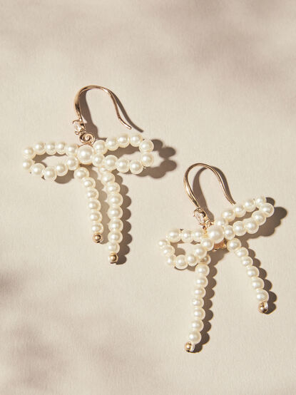 Pearl Bow Dangle Earrings - ALTAR'D STATE KIDS