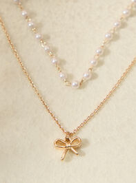 Bow Charm Pearl Layered Necklace - ALTAR'D STATE KIDS
