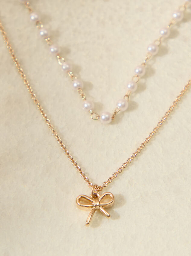 Bow Charm Pearl Layered Necklace - ALTAR'D STATE KIDS