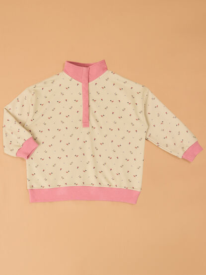 Ava Floral Half Snap Pullover - AS Kids