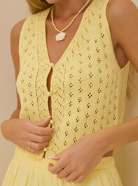 Ada Pointelle Pearl Button Sleeveless Cardigan Detail 2 - ALTAR'D STATE KIDS