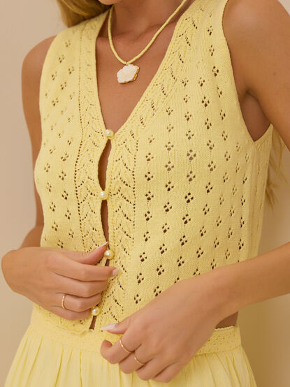 Ada Pointelle Pearl Button Sleeveless Cardigan - ALTAR'D STATE KIDS