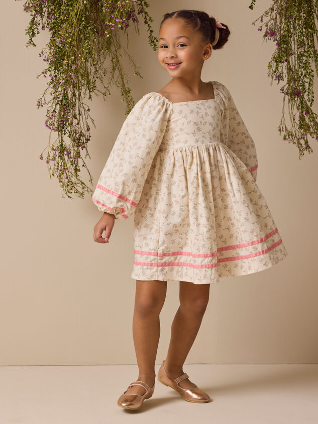 Ella Velvet Trim Floral Mini Dress - ALTAR'D STATE KIDS