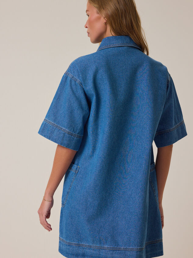 Maya Denim V-Neck Dress Detail 4 - ALTAR'D STATE KIDS