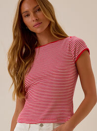 Brexley Outseam Stripe Tee Detail 2 - AS Kids
