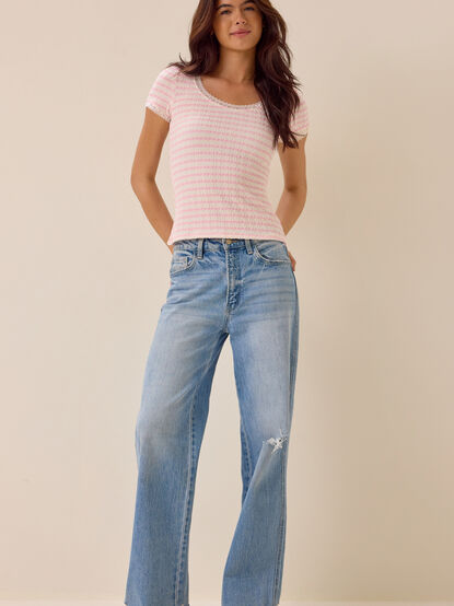Shivani Striped Lace Trim Tee - AS Kids