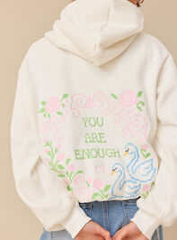You Are Enough Cross Stitch Hoodie Detail 2 - ALTAR'D STATE KIDS